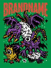 tshirt illustration design metal band merchandise monster