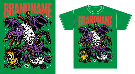 tshirt illustration design metal band merchandise monster