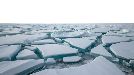Naklejka premium ice floes expanse, representing climate change impact . Isolated on transparent background, png