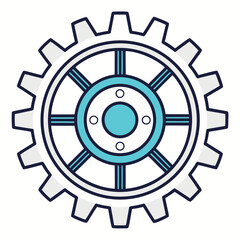 A gear cog engineering machinery technology mechanic industrial cogwheel with blue core gear engineering machinery technology