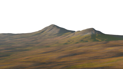 rolling hills and majestic mountain under an open sky . Isolated on transparent background, png