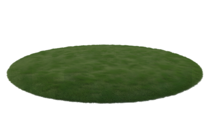 circular grass turf on display, plain green grass, isolated on the white background  . Isolated on transparent background, png