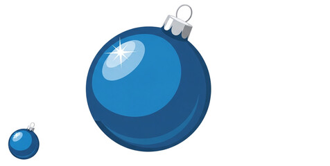 Blue christmas ornaments isolated on transparent background