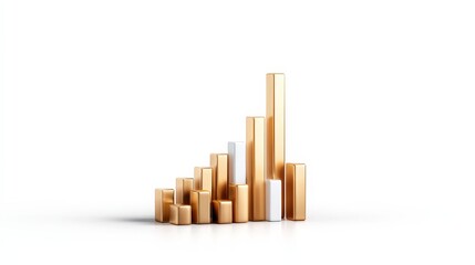 Modern Abstract Bar Chart in Gold and White Reflecting Growth and Success