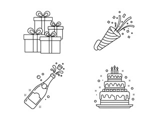 Celebration icons collection isolated on transparent background