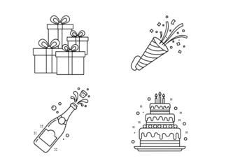 Celebration icons collection isolated on transparent background