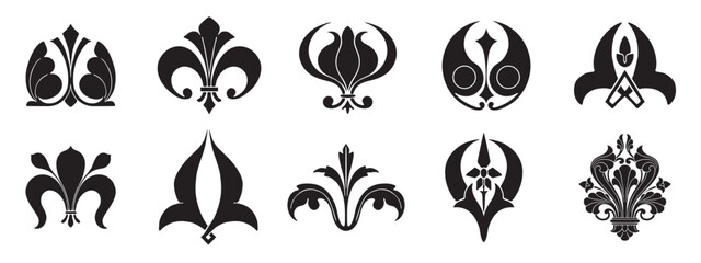 A set of ornamental decorative element.