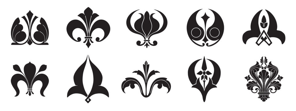 A set of ornamental decorative element.