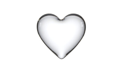 Clear glass heart ornament isolated on transparent background
