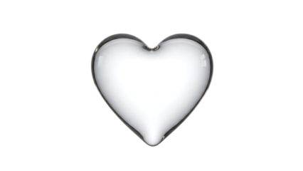 Clear glass heart ornament isolated on transparent background