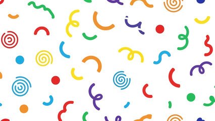 Fototapeta premium Colorful confetti pattern on a white background, perfect for celebrations and festive designs.
