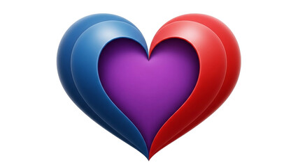 Intertwined hearts in blue and red isolated on transparent background