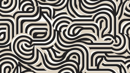 Abstract pattern of flowing black and white lines creating a sense of movement and depth.