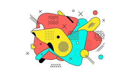 Abstract composition featuring vibrant shapes, lines, and patterns, creating a dynamic visual experience.