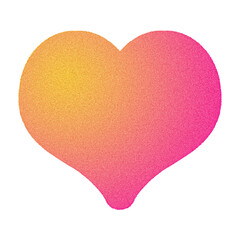 Pink orange heart on transparent background, PNG grainy gradient cutout clipart sticker, scrapbooking design element
