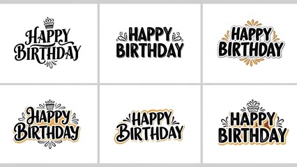 Set of six happy birthday cards