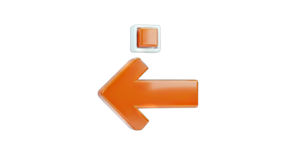 Orange Arrow Pointing Left with Button on White