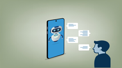Customer support..Chat bot AI and customer service concept.Chat bot virtual assistant via messaging. Helping
