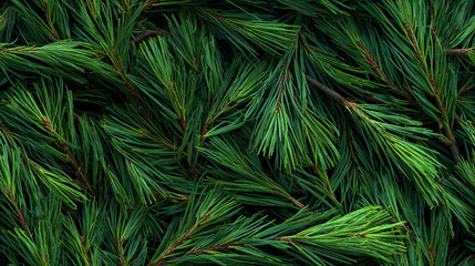 Seamless pattern of fresh green pine tree branches
