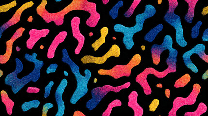 Colorful seamless pattern with abstract shapes on a dark background
