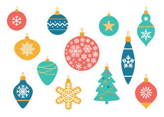 Christmas balls set. Vector illustration.
