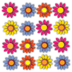 Set of colorful 3D flowers design elements. 