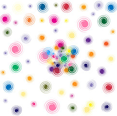 Swirling lines form a circle, spreading colorful festivities, new happiness.