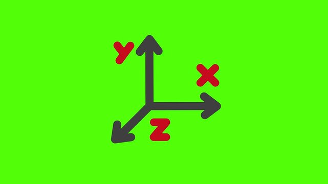 Coordinate System: A graphic representation of the 3D coordinate system, the foundation of modern technology, with x, y, and z axes labeled against a green background.