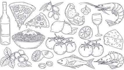 Delicious food and drink illustration Vector, illustration