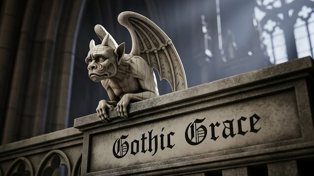 Gothic stone gargoyle on church building.