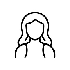 Woman line icon, black outline female avatar symbol isolated on transparent background