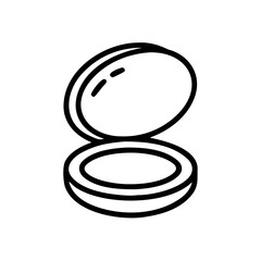 Makeup compact line icon, black outline cosmetic powder case symbol isolated on transparent background