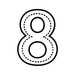 Number eight line icon, black outline numeral symbol isolated on transparent background