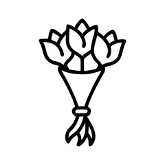 Bouquet line icon, black outline flower arrangement symbol isolated on transparent background