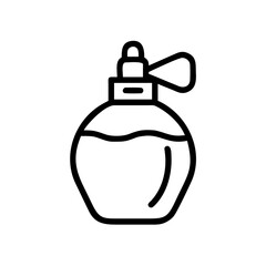 Perfume bottle line icon, black outline fragrance symbol isolated on transparent background