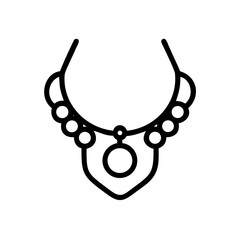 Necklace line icon, minimalist black outline jewelry symbol for fashion, beauty and UI design