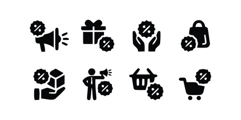 Discount and Promotion Icons Set. Sale and Special Offer Icon Collection. E-Commerce Discount Symbols Pack