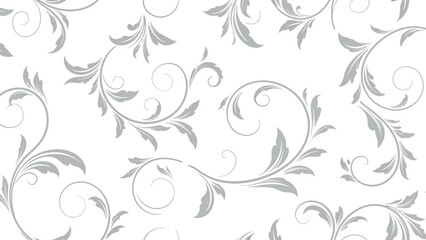 Elegant floral pattern with swirling vines and leaves, perfect for decorative backgrounds and designs.