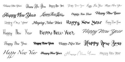 Happy new Year calligraphy text design lettering for holiday greetings isolated on white background. Vector  illustration.  © paulmalaianu