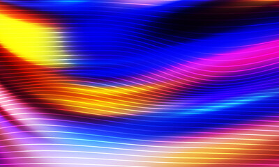 Abstract Neon Waves With Vibrant Gradient Lines For Dynamic Background Design