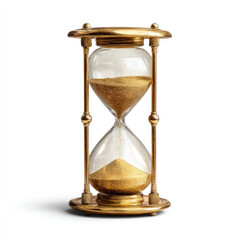 Golden hourglass with flowing sand and ornate frame