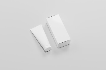 White Cosmetic Tube and Box Mockup for Skincare Packaging Branding