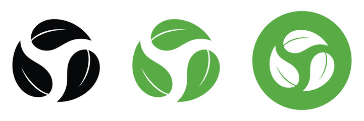 Recycle symbol. eco friendly icon. Sustainability, Green leaves, Environmental protection, Nature conservation, Renewable icon set. vector illustration 