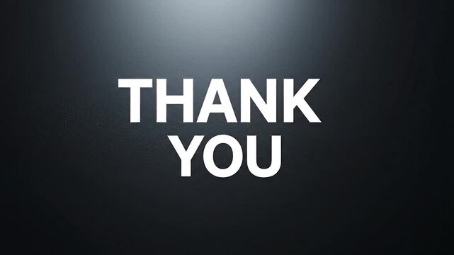 Bold white text "THANK" on a dark textured background, simple design