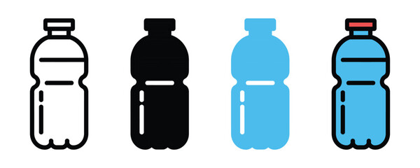 Plastic water bottle icon set. vector illustration 