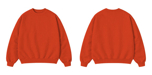Blank Carrot Orange Wortel Oversized Sweatshirt Mockup Front and Back View Isolated on Transparent Background © Drip