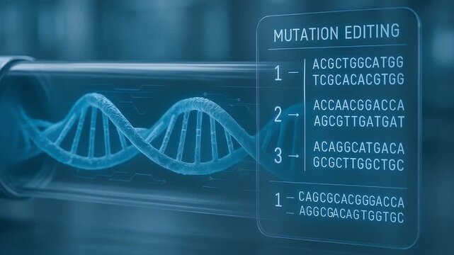 DNA mutation editing concept showcasing genetic sequence modification through bio engineering and CRISPR technology in advanced laboratory science for innovative research and medical breakthroughs