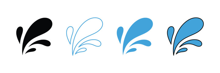 Obraz premium Water splash icon set. liquid droplet symbol. 