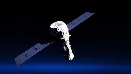 Satellite Orbiting Earth Planet Space Communication Technology. 3d rendering