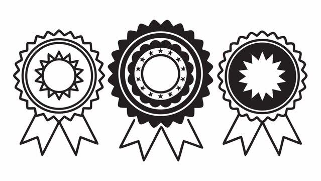 Award ribbon rosette with sun and award ribbon rosette with stars